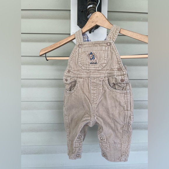 Oshkosh baby corduroy overalls Size 0-3Months With Embroidered Puppy Dog - Picture 1 of 12